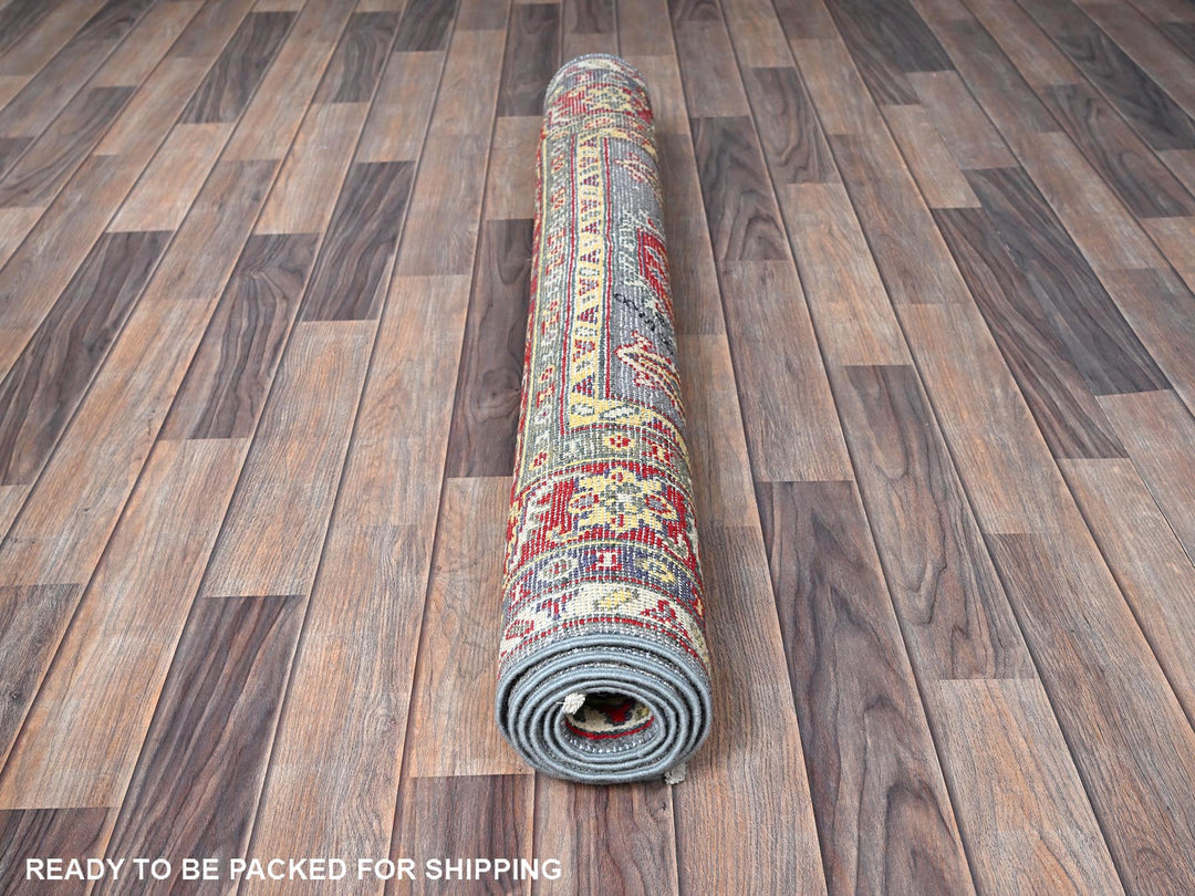 4'1" x 5'10" New Hand Knotted Grey Wool Rectangle Oriental Rug - MOA102419