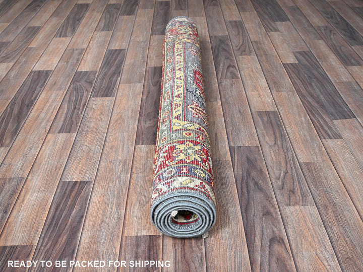 4'1" x 5'10" New Hand Knotted Grey Wool Rectangle Oriental Rug - MOA102419