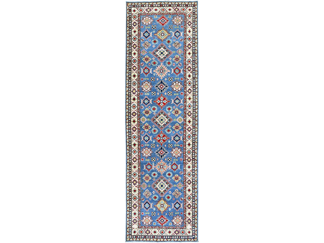 3'11" x 12'11" New Hand Knotted Blue Wool Runner Oriental Rug - MOA102420
