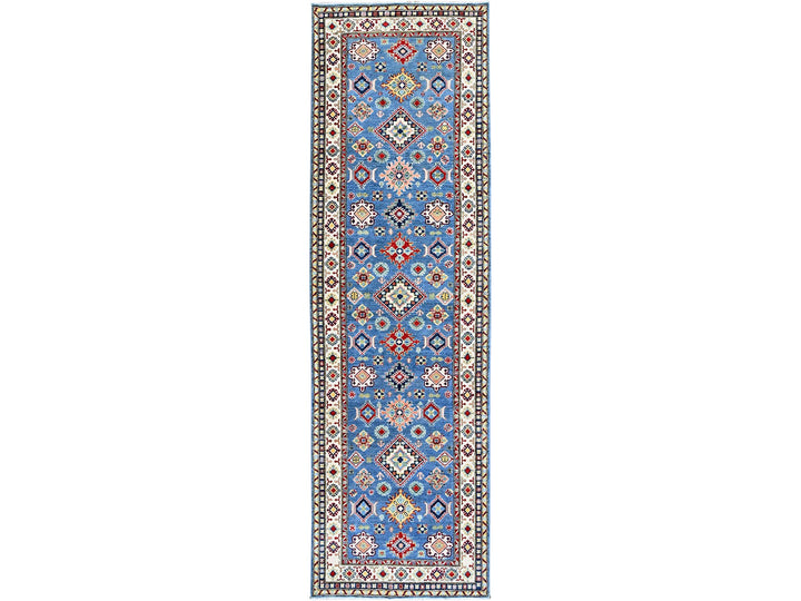 3'11" x 12'11" New Hand Knotted Blue Wool Runner Oriental Rug - MOA102420