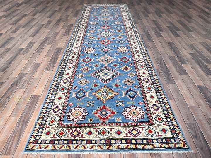 3'11" x 12'11" New Hand Knotted Blue Wool Runner Oriental Rug - MOA102420