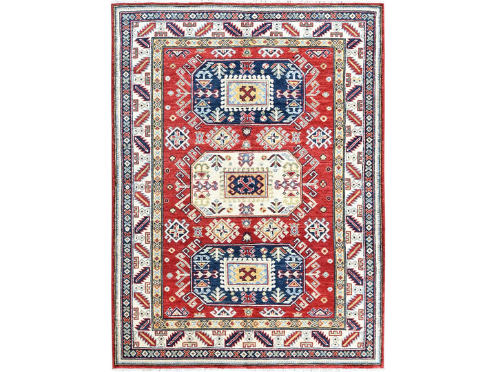 4'1" x 5'6" New Hand Knotted Red Wool Rectangle Oriental Rug - MOA102421