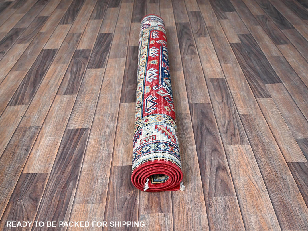 4'1" x 5'6" New Hand Knotted Red Wool Rectangle Oriental Rug - MOA102421