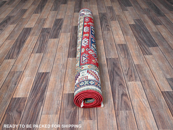 4'1" x 5'6" New Hand Knotted Red Wool Rectangle Oriental Rug - MOA102421