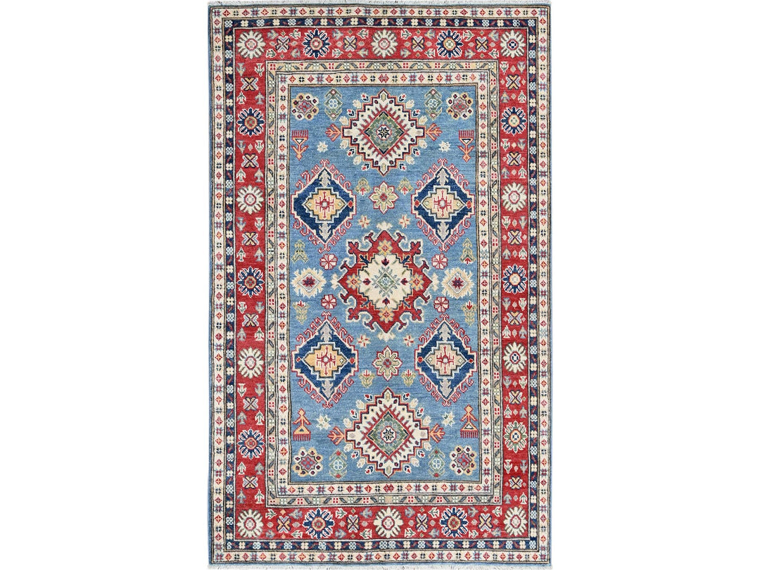 3'10" x 6'3" New Hand Knotted Blue Wool Rectangle Oriental Rug - MOA102422