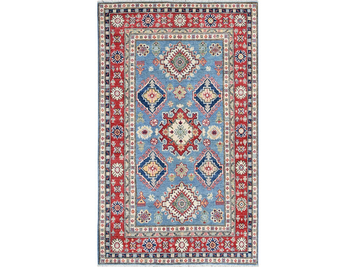 3'10" x 6'3" New Hand Knotted Blue Wool Rectangle Oriental Rug - MOA102422