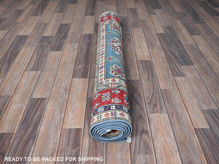 3'10" x 6'3" New Hand Knotted Blue Wool Rectangle Oriental Rug - MOA102422