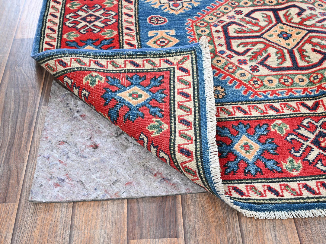 4'1" x 6'0" New Hand Knotted Blue Wool Rectangle Oriental Rug - MOA102423