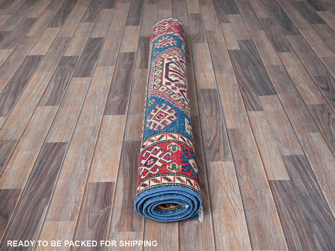 4'1" x 6'0" New Hand Knotted Blue Wool Rectangle Oriental Rug - MOA102423