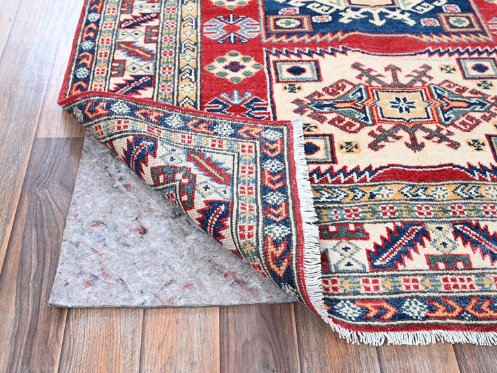 3'9" x 5'3" New Hand Knotted Red Wool Rectangle Oriental Rug - MOA102425