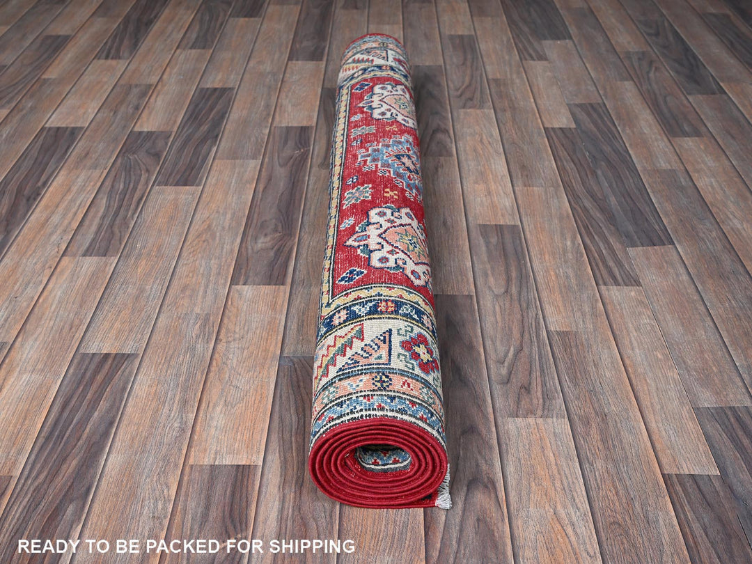 4'0" x 6'0" New Hand Knotted Red Wool Rectangle Oriental Rug - MOA102426