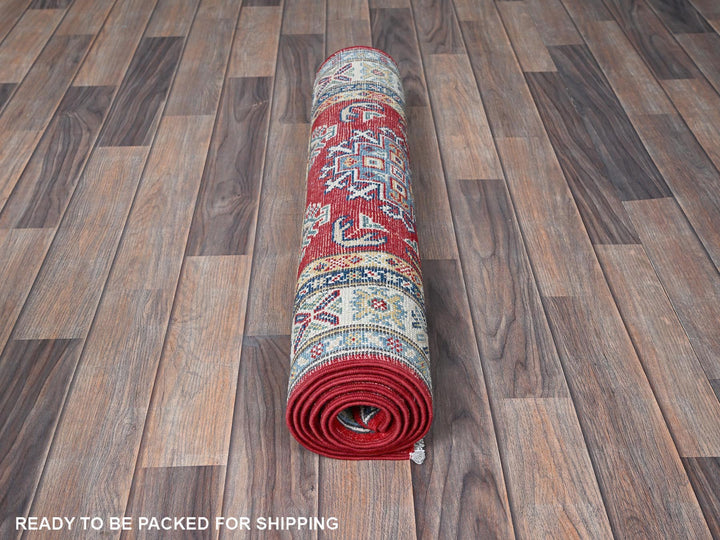 2'7" x 6'5" New Hand Knotted Red Wool Runner Oriental Rug - MOA102428