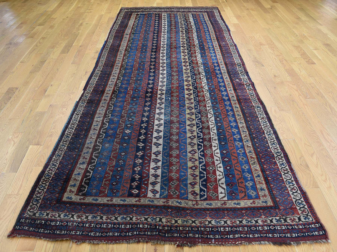 4'10" x 11'8" Vintage Hand Knotted Blue Wool Rectangle Oriental Rug - MOA10243138