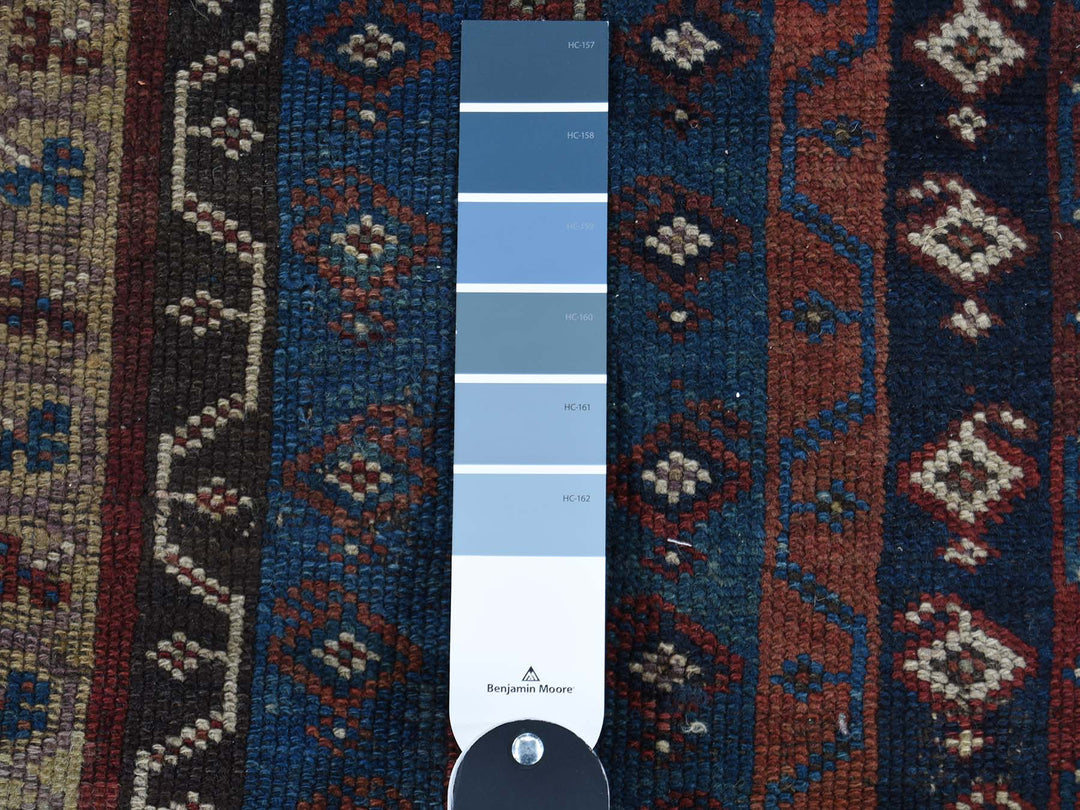 4'10" x 11'8" Vintage Hand Knotted Blue Wool Rectangle Oriental Rug - MOA10243138
