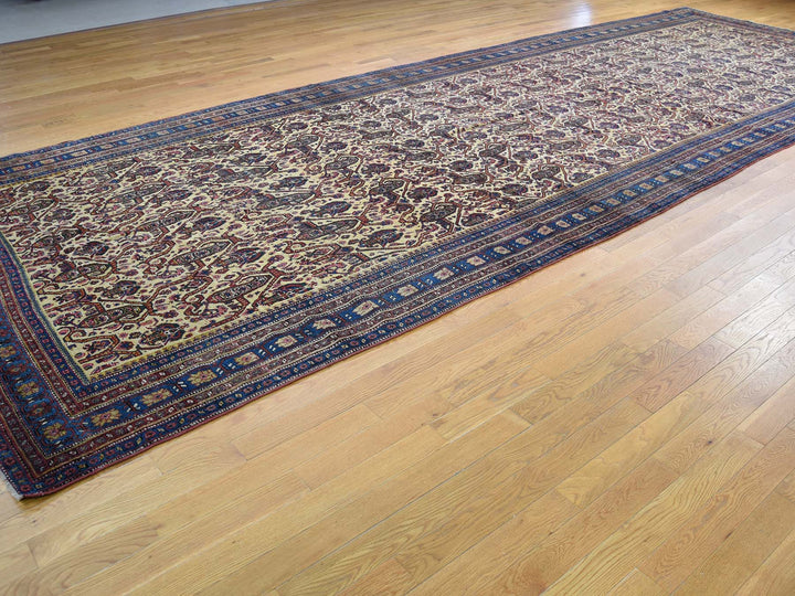7'2" x 20'1" Vintage Hand Knotted Yellow Wool Runner Oriental Rug - MOA10243139