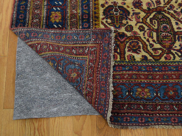 7'2" x 20'1" Vintage Hand Knotted Yellow Wool Runner Oriental Rug - MOA10243139