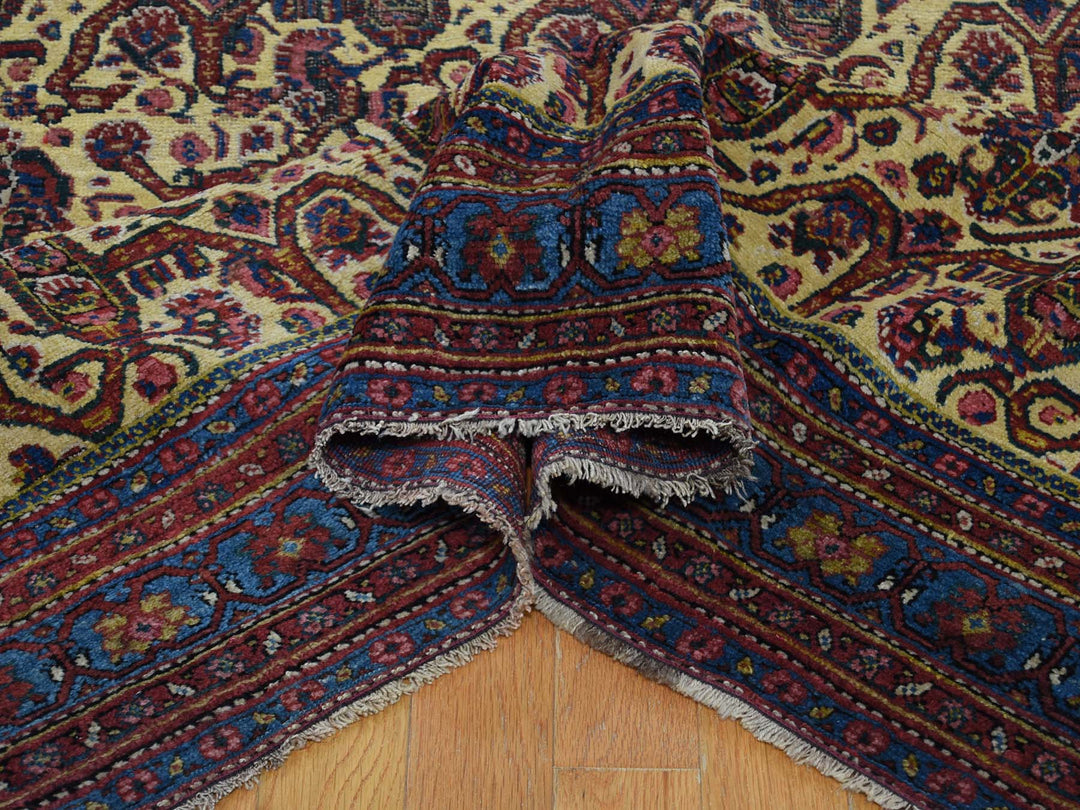 7'2" x 20'1" Vintage Hand Knotted Yellow Wool Runner Oriental Rug - MOA10243139
