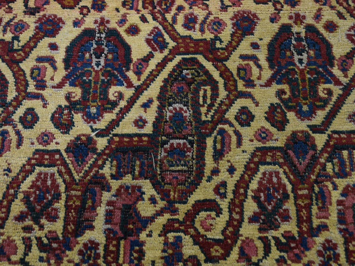 7'2" x 20'1" Vintage Hand Knotted Yellow Wool Runner Oriental Rug - MOA10243139