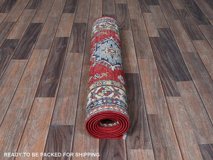 2'9" x 6'3" New Hand Knotted Red Wool Runner Oriental Rug - MOA102431