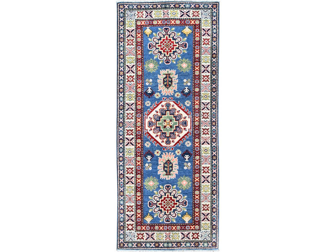 2'7" x 6'7" New Hand Knotted Blue Wool Runner Oriental Rug - MOA102437