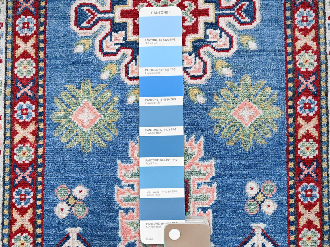2'7" x 6'7" New Hand Knotted Blue Wool Runner Oriental Rug - MOA102437