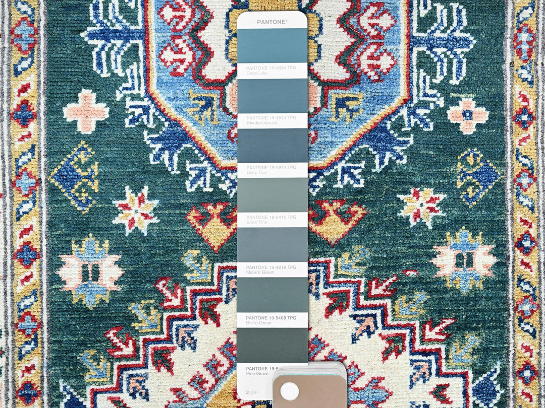 2'6" x 9'9" New Hand Knotted Green Wool Runner Oriental Rug - MOA102439