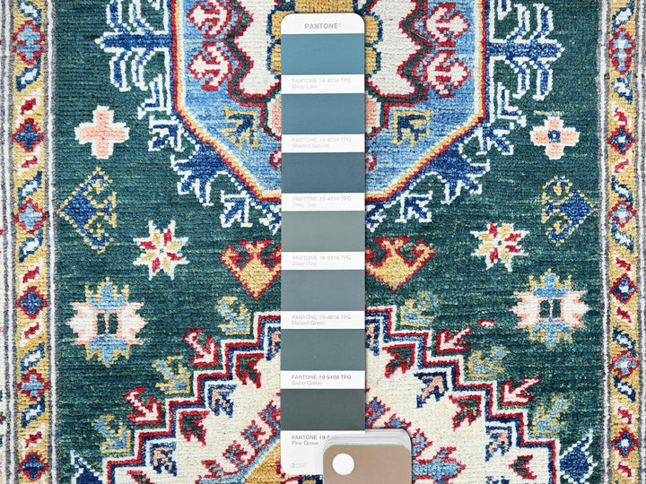2'6" x 9'9" New Hand Knotted Green Wool Runner Oriental Rug - MOA102439