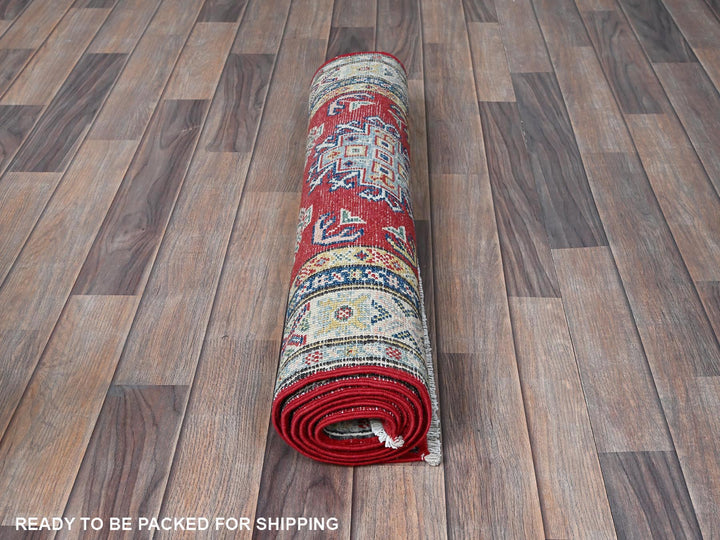 2'7" x 6'7" New Hand Knotted Red Wool Runner Oriental Rug - MOA102441