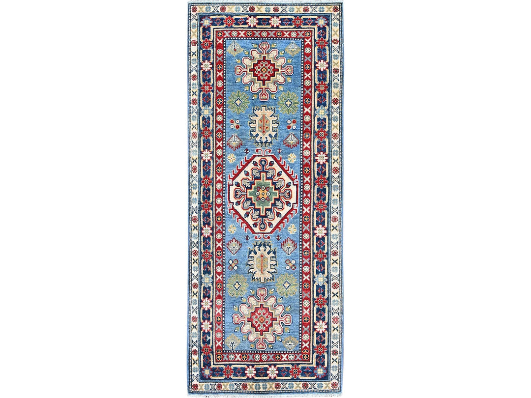 2'7" x 6'7" New Hand Knotted Blue Wool Runner Oriental Rug - MOA102442