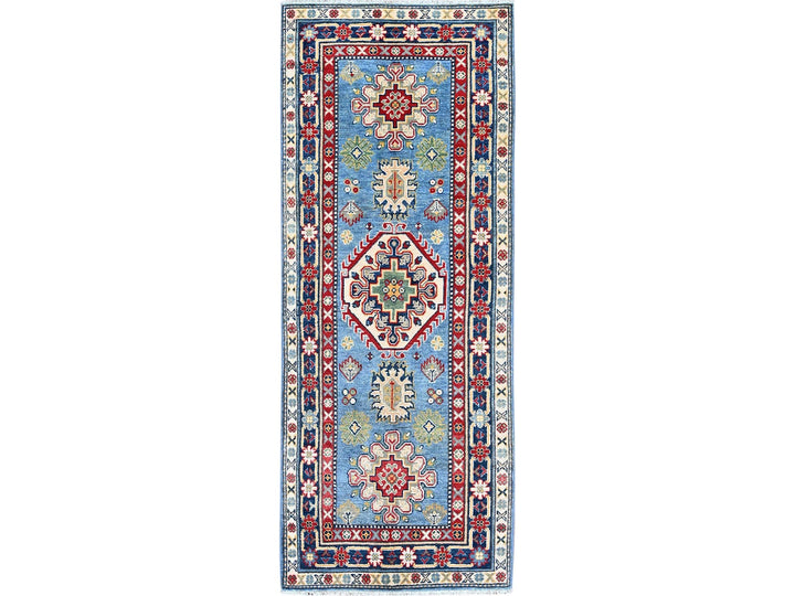 2'7" x 6'7" New Hand Knotted Blue Wool Runner Oriental Rug - MOA102442