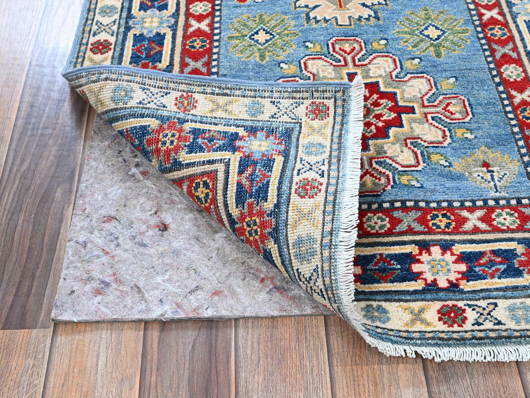 2'7" x 6'7" New Hand Knotted Blue Wool Runner Oriental Rug - MOA102442