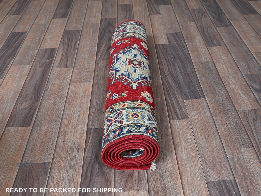 2'7" x 6'5" New Hand Knotted Red Wool Runner Oriental Rug - MOA102443