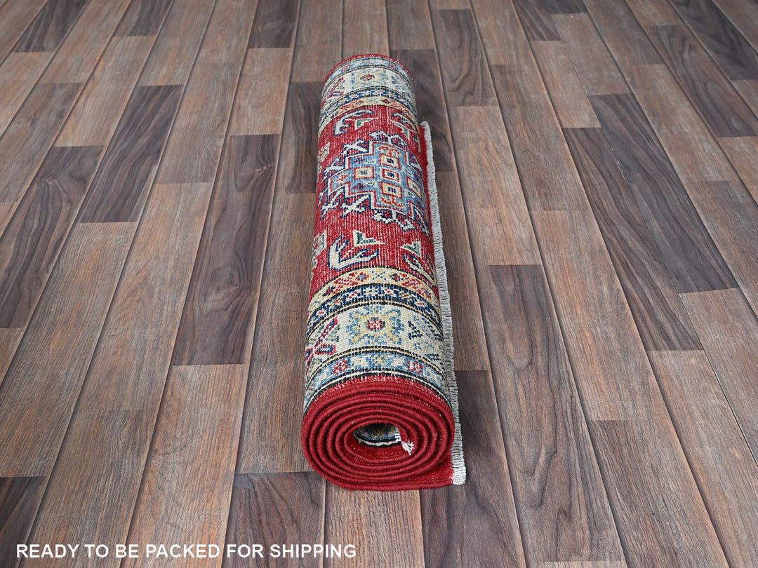 2'8" x 6'4" New Hand Knotted Red Wool Runner Oriental Rug - MOA102444