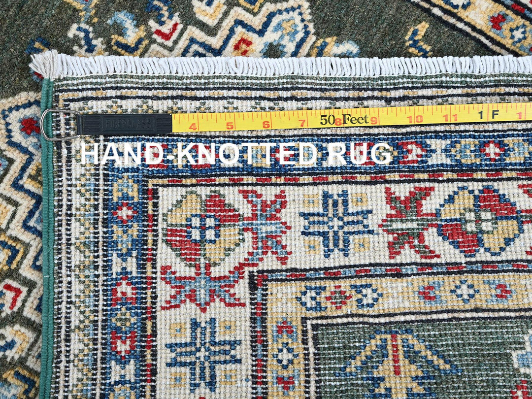 2'8" x 6'5" New Hand Knotted Green Wool Runner Oriental Rug - MOA102445