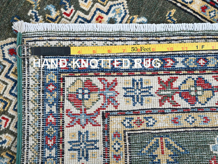 2'8" x 6'5" New Hand Knotted Green Wool Runner Oriental Rug - MOA102445