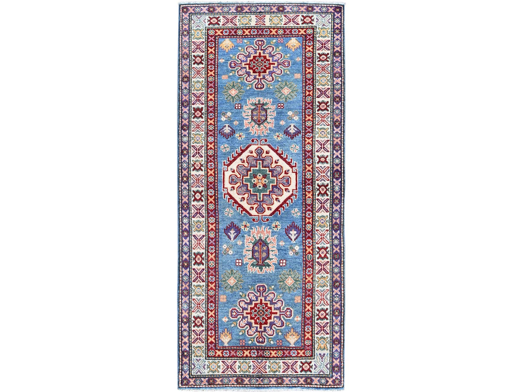 2'8" x 6'4" New Hand Knotted Blue Wool Runner Oriental Rug - MOA102446