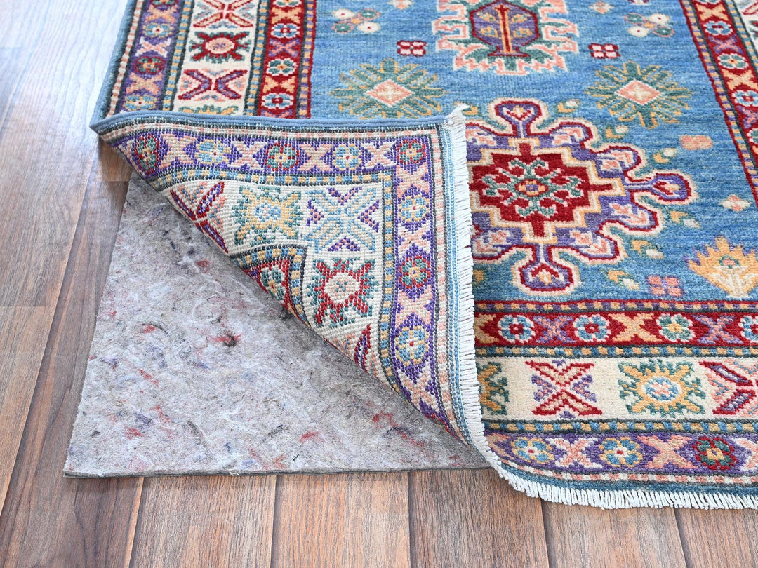 2'8" x 6'4" New Hand Knotted Blue Wool Runner Oriental Rug - MOA102446