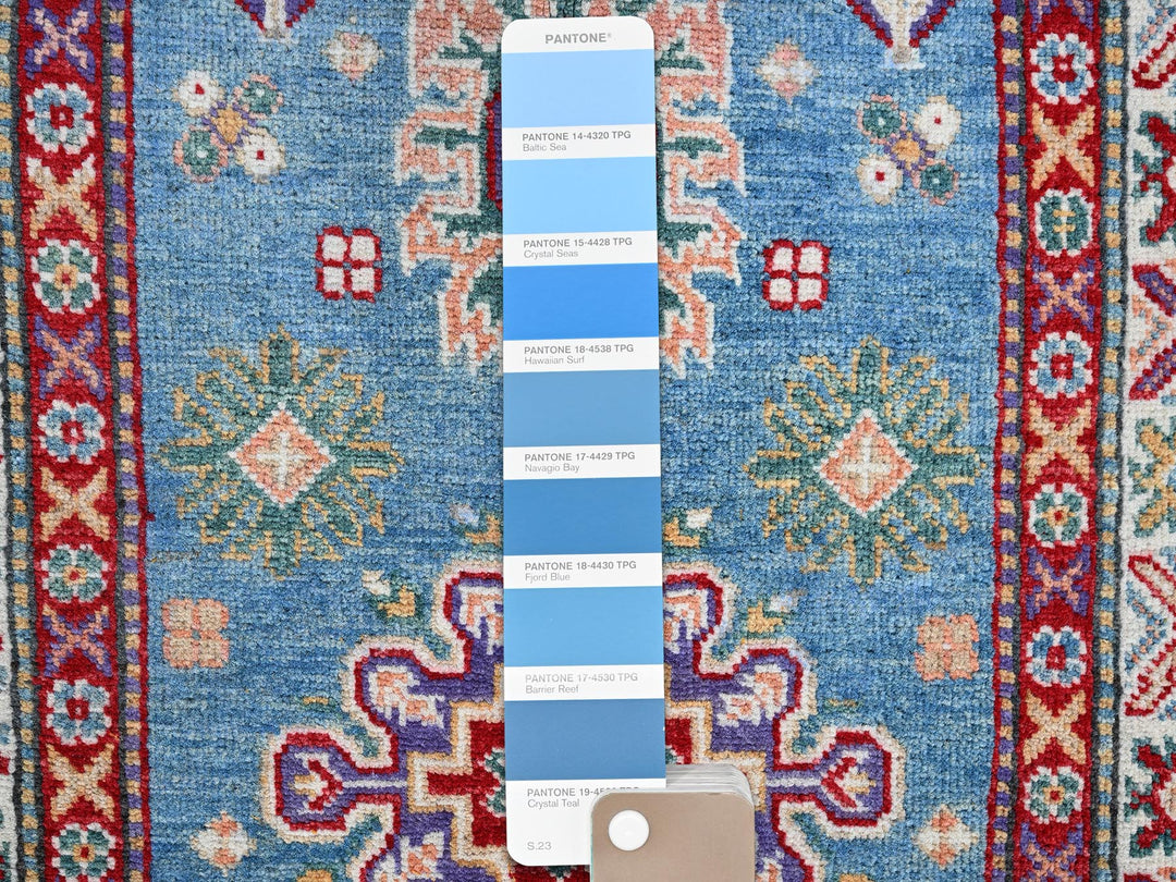 2'8" x 6'4" New Hand Knotted Blue Wool Runner Oriental Rug - MOA102446