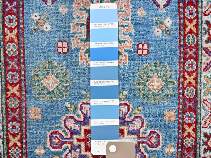 2'8" x 6'4" New Hand Knotted Blue Wool Runner Oriental Rug - MOA102446