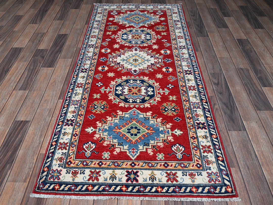 2'9" x 6'7" New Hand Knotted Red Wool Runner Oriental Rug - MOA102447