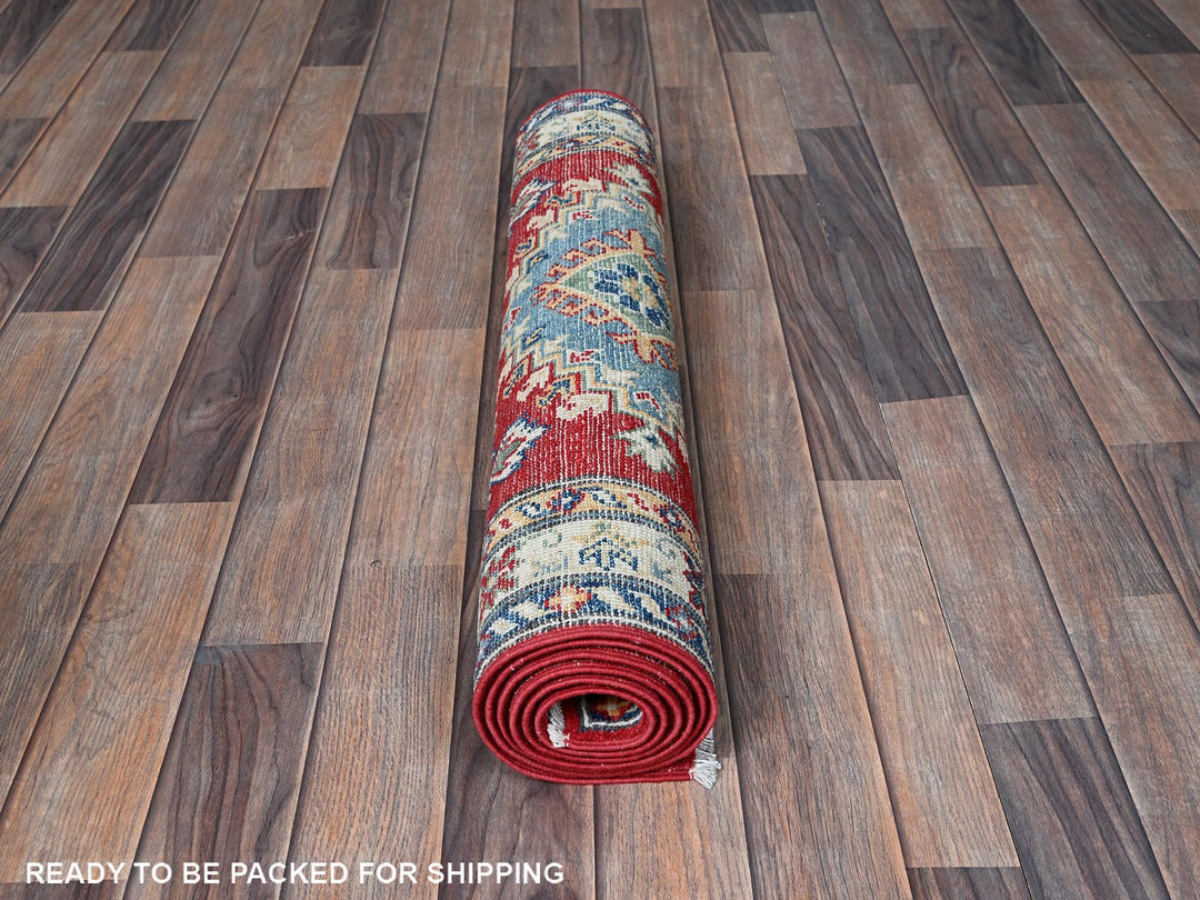 2'9" x 6'7" New Hand Knotted Red Wool Runner Oriental Rug - MOA102447