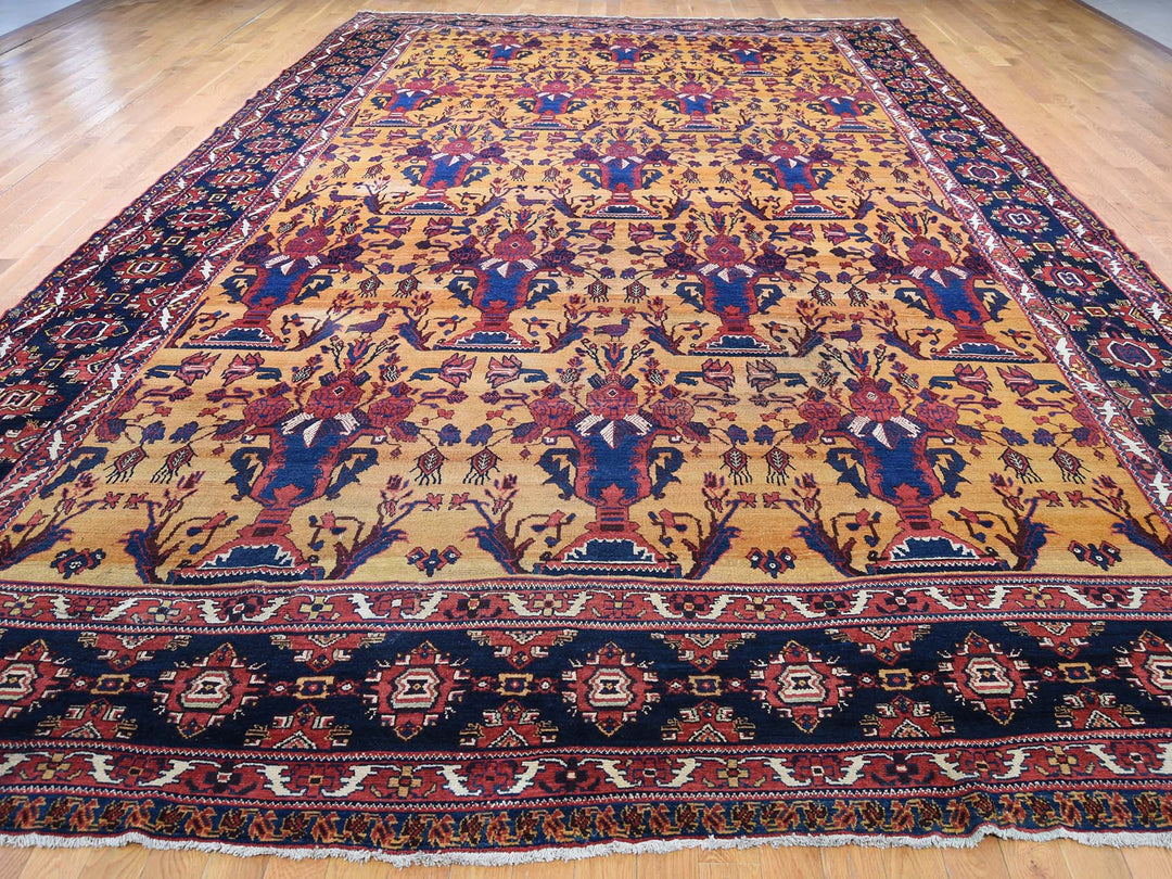10'4" x 17'7" Vintage Hand Knotted Yellow Wool Rectangle Oriental Rug - MOA10244872