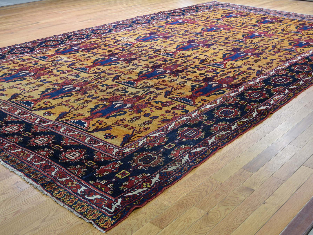 10'4" x 17'7" Vintage Hand Knotted Yellow Wool Rectangle Oriental Rug - MOA10244872