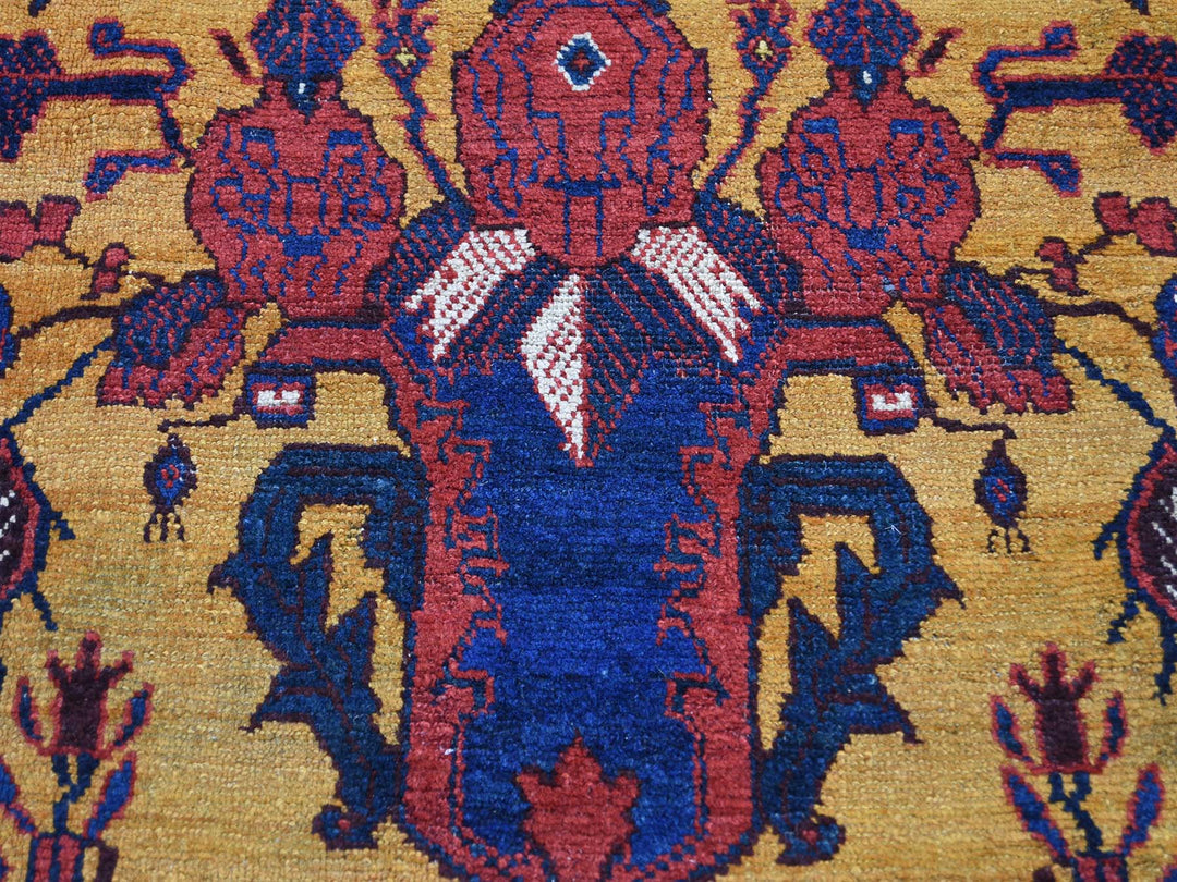 10'4" x 17'7" Vintage Hand Knotted Yellow Wool Rectangle Oriental Rug - MOA10244872