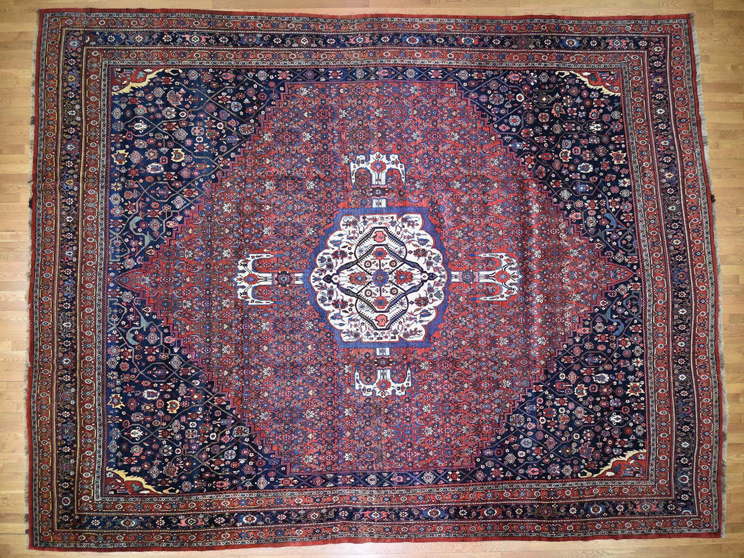 14'6" x 19'0" Vintage Hand Knotted Red Wool Rectangle Oriental Rug - MOA10244876