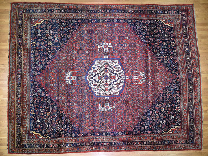 14'6" x 19'0" Vintage Hand Knotted Red Wool Rectangle Oriental Rug - MOA10244876