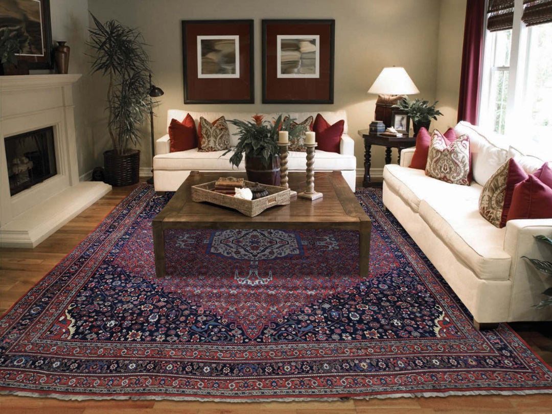 14'6" x 19'0" Vintage Hand Knotted Red Wool Rectangle Oriental Rug - MOA10244876