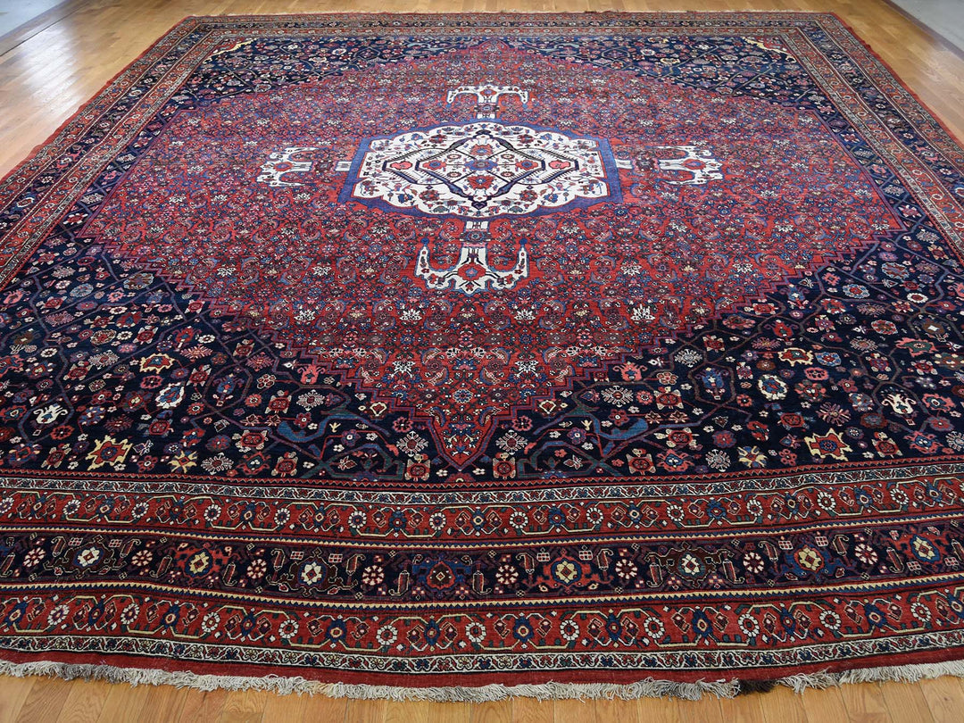 14'6" x 19'0" Vintage Hand Knotted Red Wool Rectangle Oriental Rug - MOA10244876