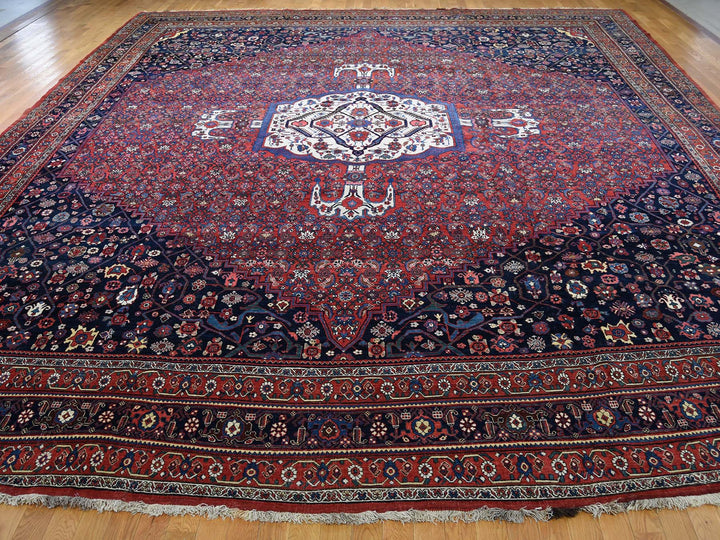 14'6" x 19'0" Vintage Hand Knotted Red Wool Rectangle Oriental Rug - MOA10244876