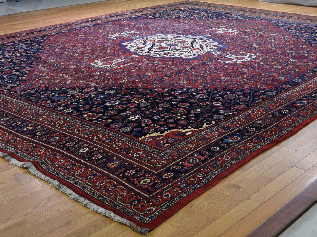 14'6" x 19'0" Vintage Hand Knotted Red Wool Rectangle Oriental Rug - MOA10244876